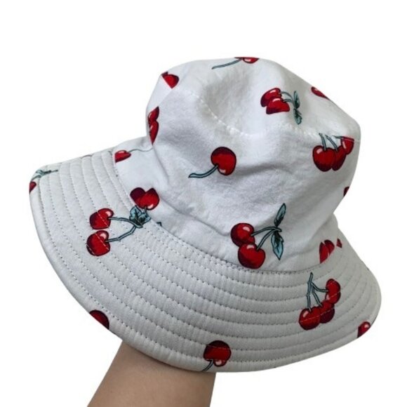 Y2K Reversible Cherry Print and Black Bucket Hat - Picture 1 of 5